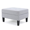 Voil Storage Ottoman | 28" | Light Gray Fabric | Tapered Wood Legs