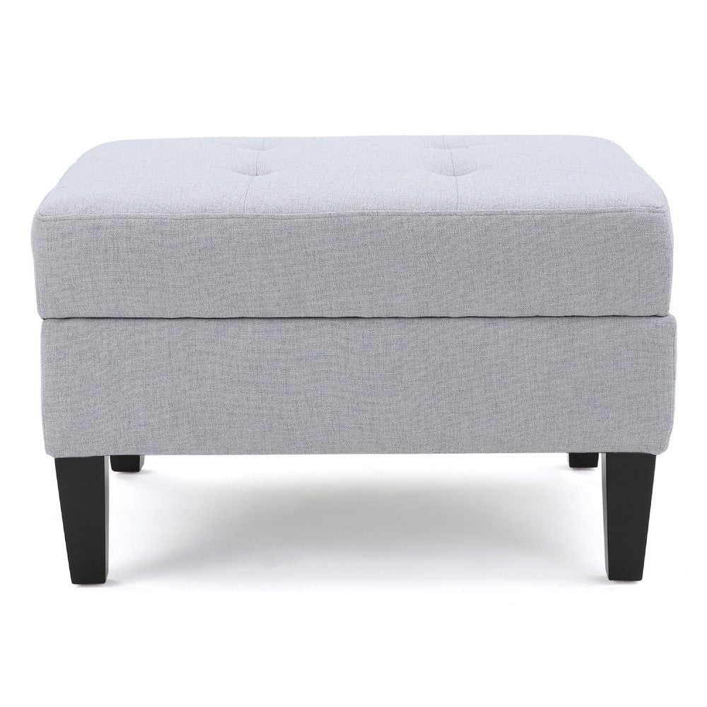 Voil Storage Ottoman | 28’’ | Light Gray Fabric | Tapered Wood Legs