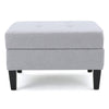 Voil Storage Ottoman | 28" | Light Gray Fabric | Tapered Wood Legs