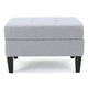 Voil Storage Ottoman | 28" | Light Gray Fabric | Tapered Wood Legs