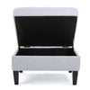 Voil Storage Ottoman | 28’’ | Light Gray Fabric | Tapered Wood Legs
