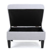Voil Storage Ottoman | 28" | Light Gray Fabric | Tapered Wood Legs