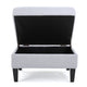 Voil Storage Ottoman | 28" | Light Gray Fabric | Tapered Wood Legs