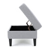 Voil Storage Ottoman | 28" | Light Gray Fabric | Tapered Wood Legs