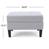 Voil Storage Ottoman | 28" | Light Gray Fabric | Tapered Wood Legs