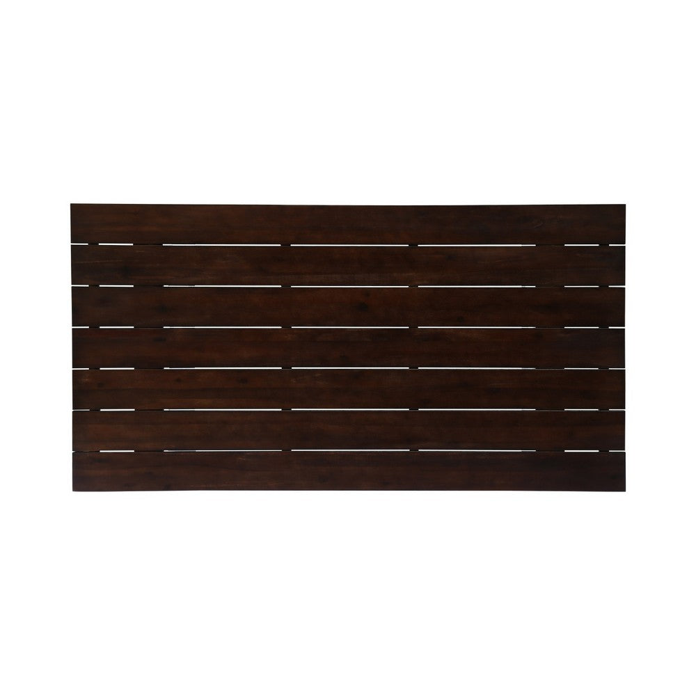 Indoor/Outdoor Dining Table | 69" Brown Rectangular Wood Top | White