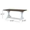 Indoor/Outdoor Dining Table | 69" Brown Rectangular Wood Top | White