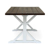 Indoor/Outdoor Dining Table | 69" Brown Rectangular Wood Top | White