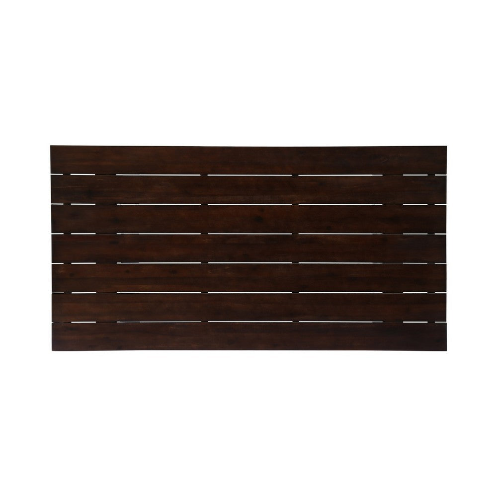 Indoor/Outdoor Dining Table | 69" Brown Rectangular Wood Top | White