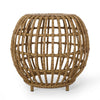 Outdoor Side Table | Open Design | 20" Light Brown Woven Wicker