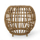Outdoor Side Table | Open Design | 20" Light Brown Woven Wicker