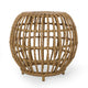 Outdoor Side Table | Open Design | 20" Light Brown Woven Wicker
