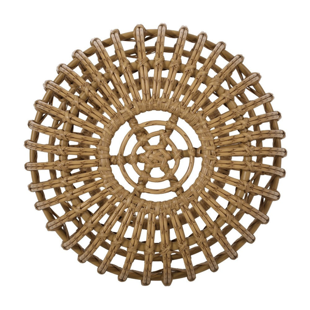 Outdoor Side Table | Open Design | 20’’ Light Brown Woven Wicker BM335816