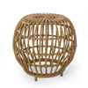 Outdoor Side Table | Open Design | 20" Light Brown Woven Wicker