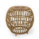 Outdoor Side Table | Open Design | 20" Light Brown Woven Wicker