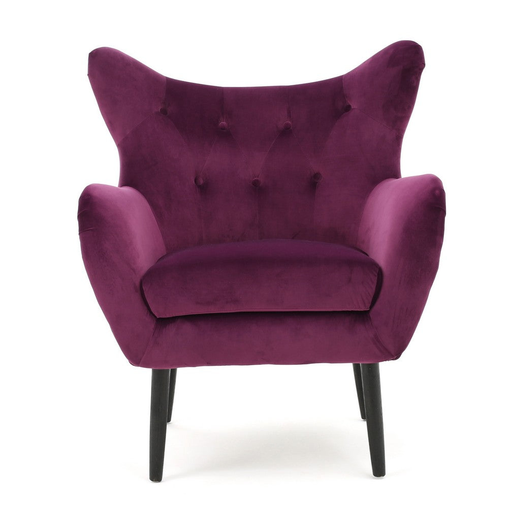 Riho Accent Armchair | Wingback Button Tufted | Fuchsia Purple Velvet