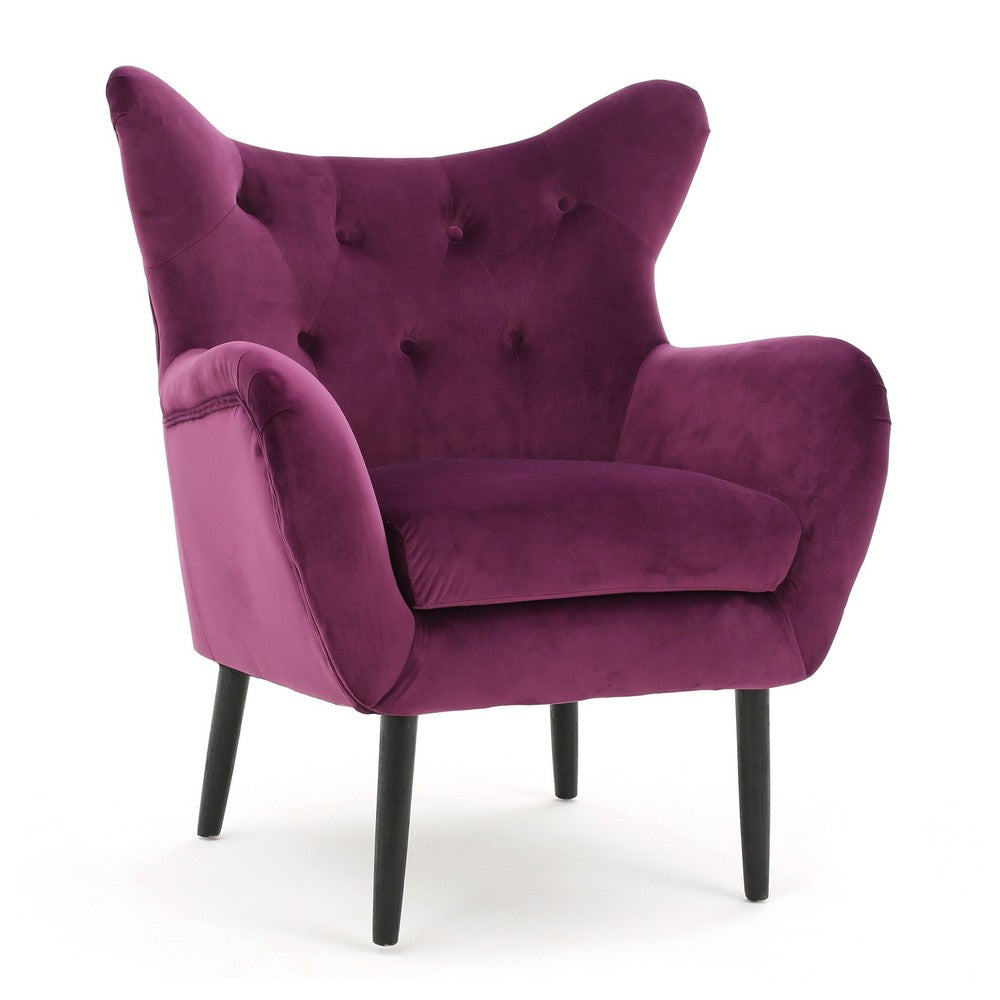 Riho Accent Armchair | Wingback Button Tufted | Fuchsia Purple Velvet