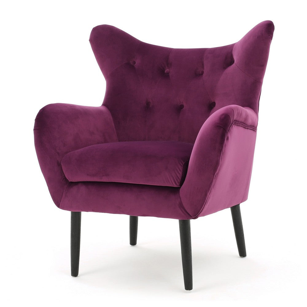 Riho Accent Armchair | Wingback Button Tufted | Fuchsia Purple Velvet