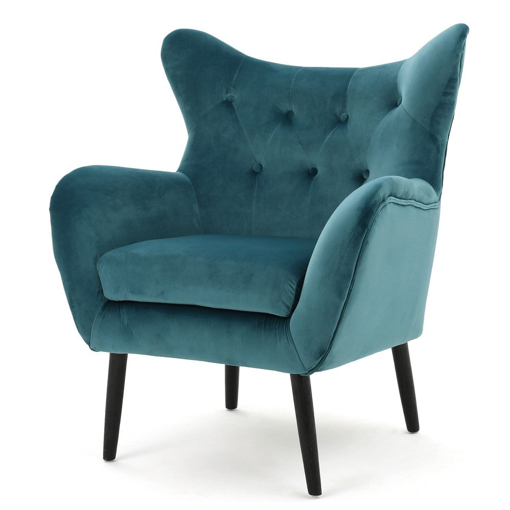 Riho Accent Armchair | Wingback Button Tufted | Teal Velvet