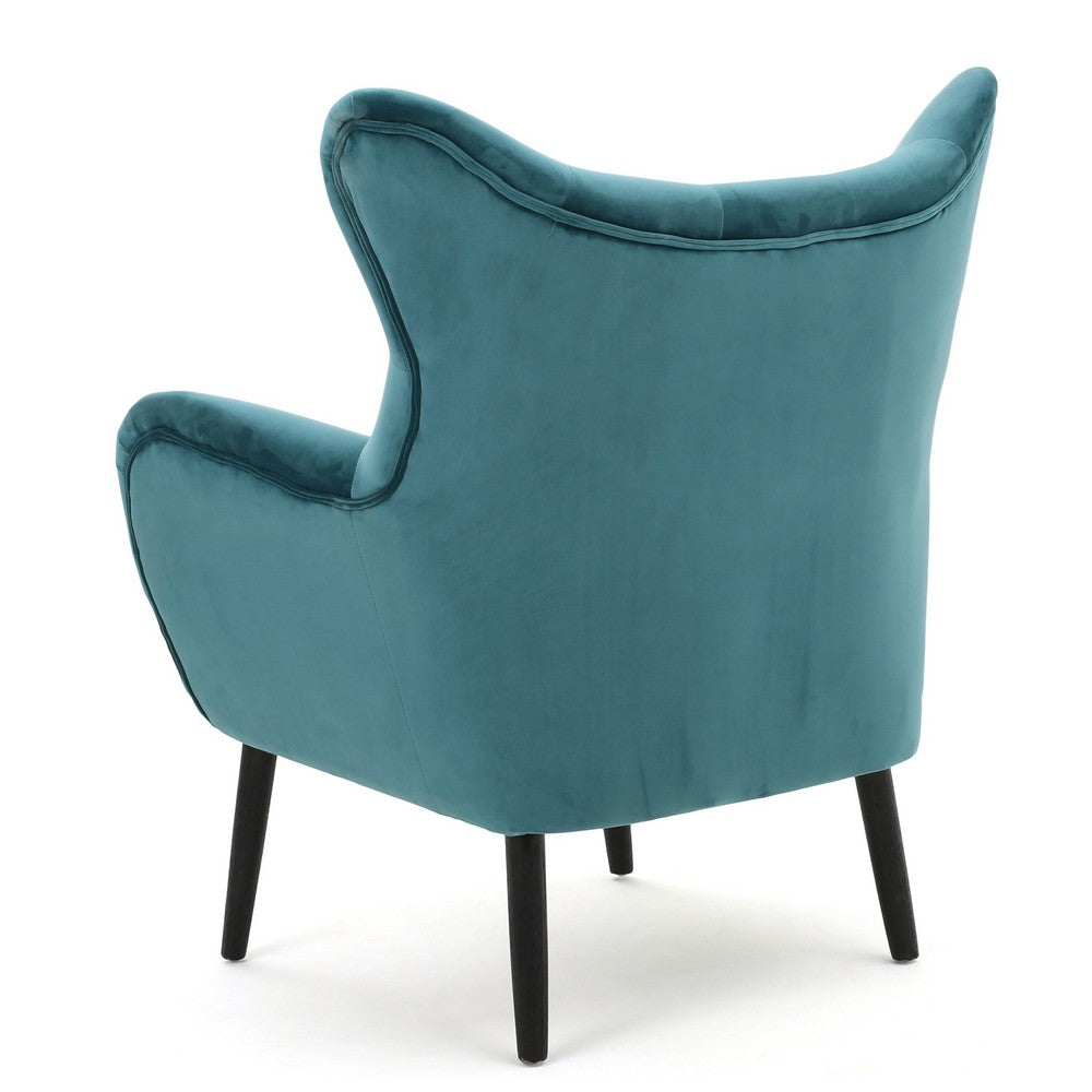 Riho Accent Armchair | Wingback Button Tufted | Teal Velvet