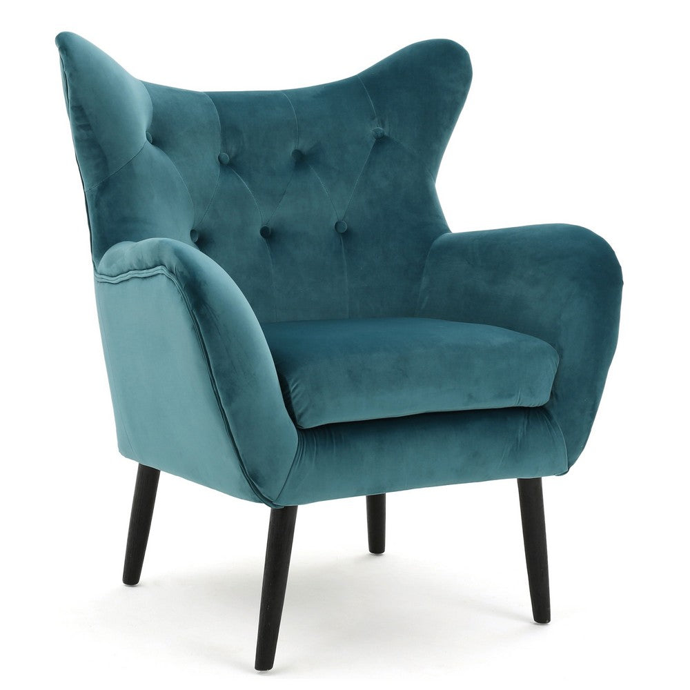 Riho Accent Armchair | Wingback Button Tufted | Teal Velvet