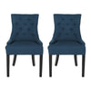 Chen Dining Chair Set of 2 | Upholstered Tufted Backrest | Blue Fabric