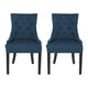 Chen Dining Chair Set of 2 | Upholstered Tufted Backrest | Blue Fabric