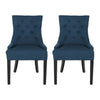 Chen Dining Chair Set of 2 | Upholstered Tufted Backrest | Blue Fabric