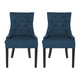 Chen Dining Chair Set of 2 | Upholstered Tufted Backrest | Blue Fabric