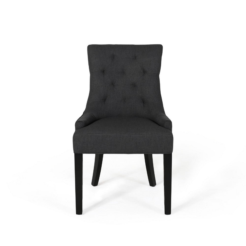 Chen Dining Chair Set of 2 | Upholstered Tufted Backrest | Gray Fabric