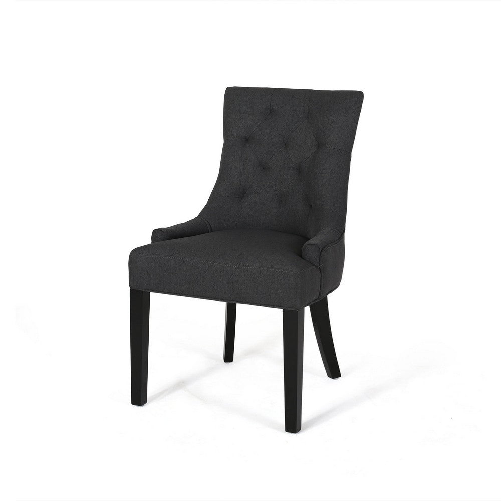 Chen Dining Chair Set of 2 | Upholstered Tufted Backrest | Gray Fabric