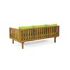 Clara Outdoor Daybed | Brown Wood Slat Back | 68" Green Fabric