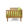 Clara Outdoor Daybed | Brown Wood Slat Back | 68" Green Fabric