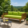 Clara Outdoor Daybed | Brown Wood Slat Back | 68" Green Fabric