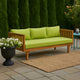 Clara Outdoor Daybed | Brown Wood Slat Back | 68" Green Fabric