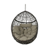 Patio Hanging Basket Chair | 49" | Brown Woven Rattan and Metal