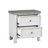 Amby Nightstand | 2 Drawers | Farmhouse Antique White Gray Acacia Wood BM335829