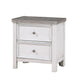 Amby Nightstand | 2 Drawers | Farmhouse Antique White Gray Acacia Wood BM335829