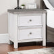 Amby Nightstand | 2 Drawers | Farmhouse Antique White Gray Acacia Wood