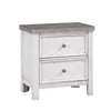 Amby Nightstand | 2 Drawers | Farmhouse Antique White Gray Acacia Wood