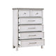 Amby Tall Dresser Chest | 5 Drawers | Farmhouse White Gray Acacia Wood BM335831