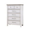 Amby Tall Dresser Chest | 5 Drawers | Farmhouse White Gray Acacia Wood BM335831