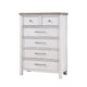 Amby Tall Dresser Chest | 5 Drawers | Farmhouse White Gray Acacia Wood BM335831