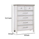 Amby Tall Dresser Chest | 5 Drawers | Farmhouse White Gray Acacia Wood BM335831