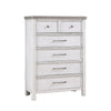 Amby Tall Dresser Chest | 5 Drawers | Farmhouse White Gray Acacia Wood
