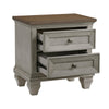 Giny Nightstand | 2 Drawers | Brown and Antique Gray Acacia Wood Top BM335832