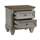 Giny Nightstand | 2 Drawers | Brown and Antique Gray Acacia Wood Top BM335832