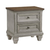 Giny Nightstand | 2 Drawers | Brown and Antique Gray Acacia Wood Top