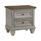 Giny Nightstand | 2 Drawers | Brown and Antique Gray Acacia Wood Top