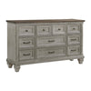 Giny Dresser | 65" | 9 Drawers | Brown and Antique Gray Acacia Wood